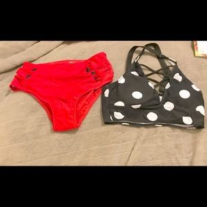 Small Bikini Black and White and Red Size S